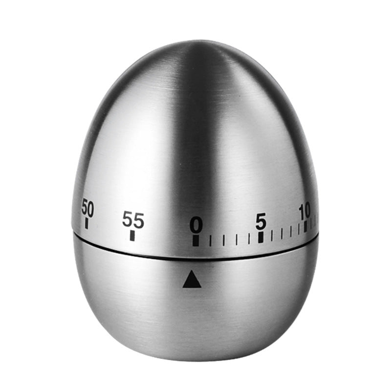 Stainless steel egg timer close-up, countdown numbers and central 0 indicator