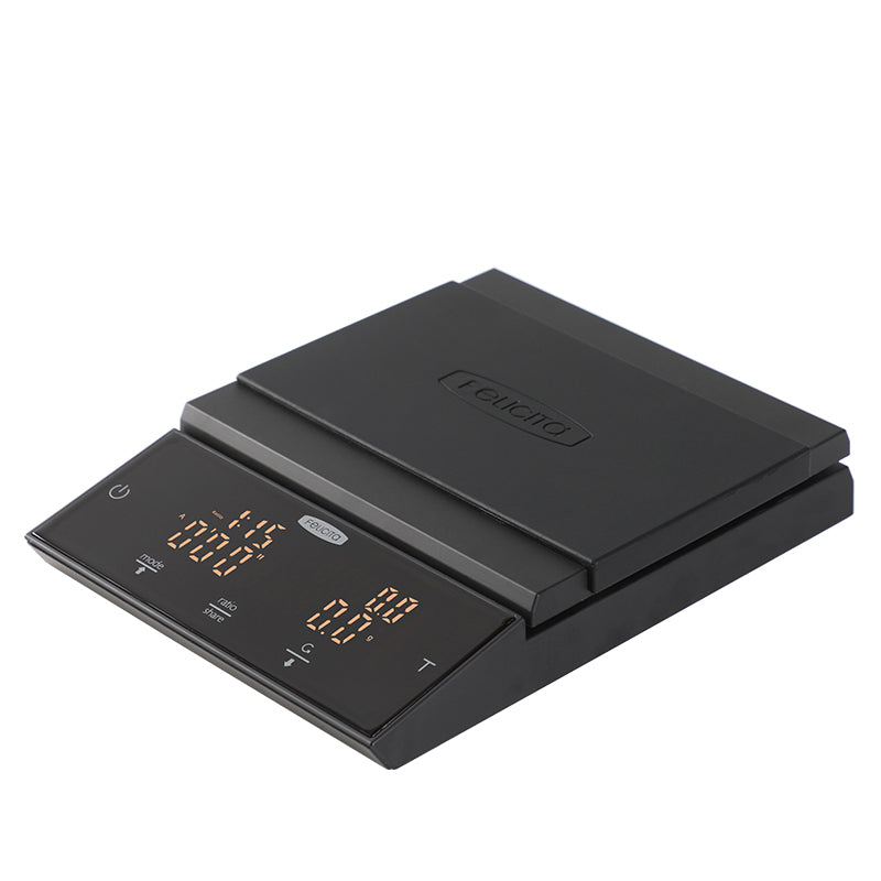 Foldable black coffee electronic scale with LCD display and top cover