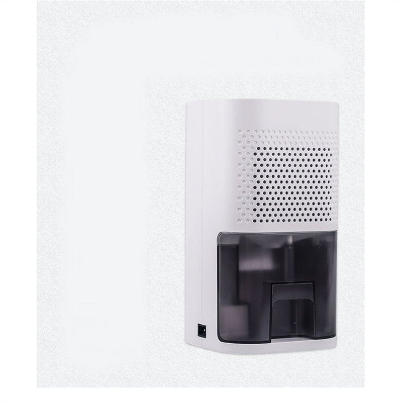 White mini dehumidifier with perforated grille and front water reservoir window