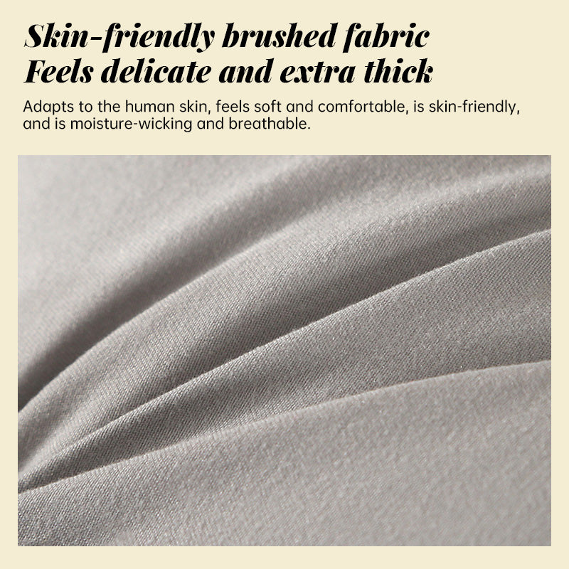 Brushed fabric texture close-up on a bed backrest cushion cover.