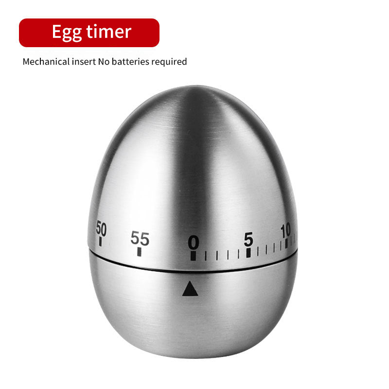Egg timer-shaped stainless steel mechanical countdown with 0 and minute scale