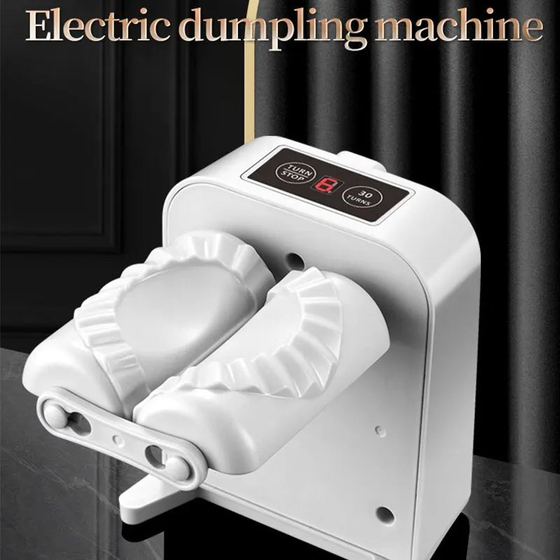 White electric dumpling maker machine with two-piece dumpling skin mold roller