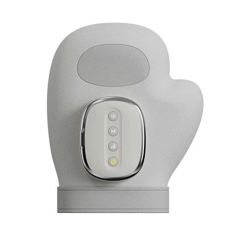 Light gray hand massager airbag with oval control panel for heat and modes
