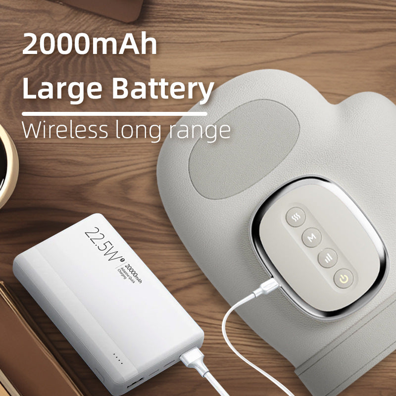 Light gray rechargeable hand massager with charging cable and front mode control panel