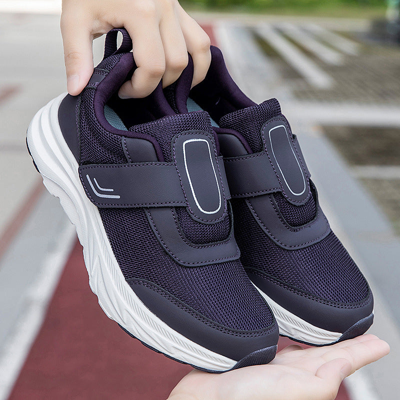 Men's breathable walking shoes, navy mesh with two hook-and-loop straps